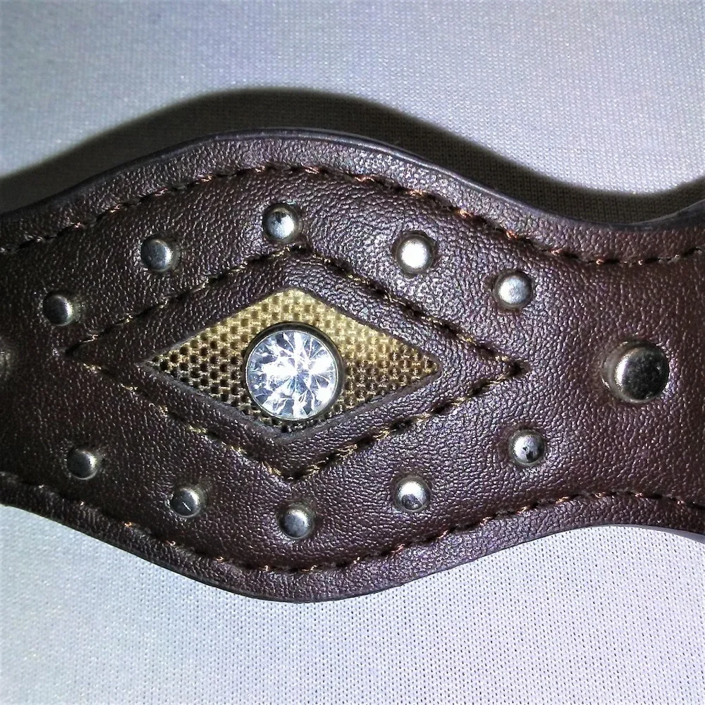 Western Style Belt with Silver Tone‎ Buckle & Bling